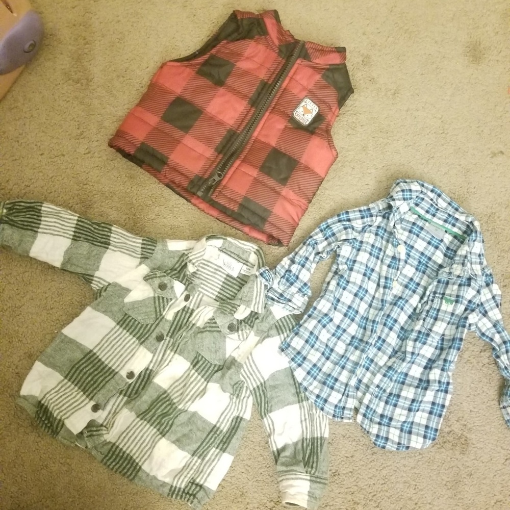 Baby Boy bundle of 3 - vest and 2 button up shirts